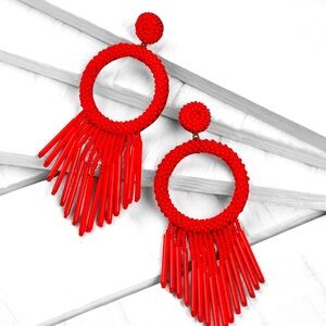 Anthropologie Juniper hoop fringe earrings